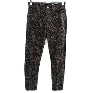 AG ADRIANO GOLDSCHMIED Stevie High Rise Ankle Black Gray Paisley Pants Jeans 26